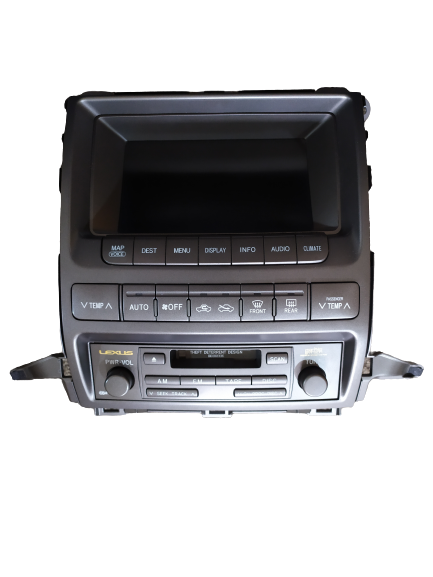 Lexus GX470 2005-2006 GPS Navigation Screen 86111-60121 Climate Control & AM FM Radio Cassette Player Used OEM SKU CR-1245