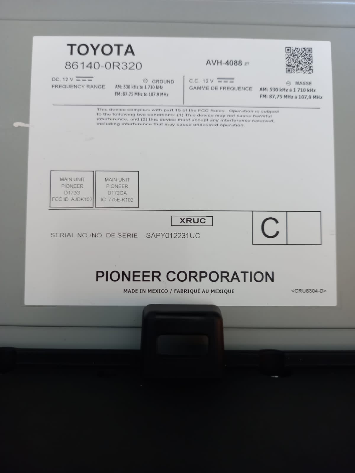 Toyota RAV4 2019-2022 Radio GPS Navigation Map Touchscreen 86140-0R320 ...